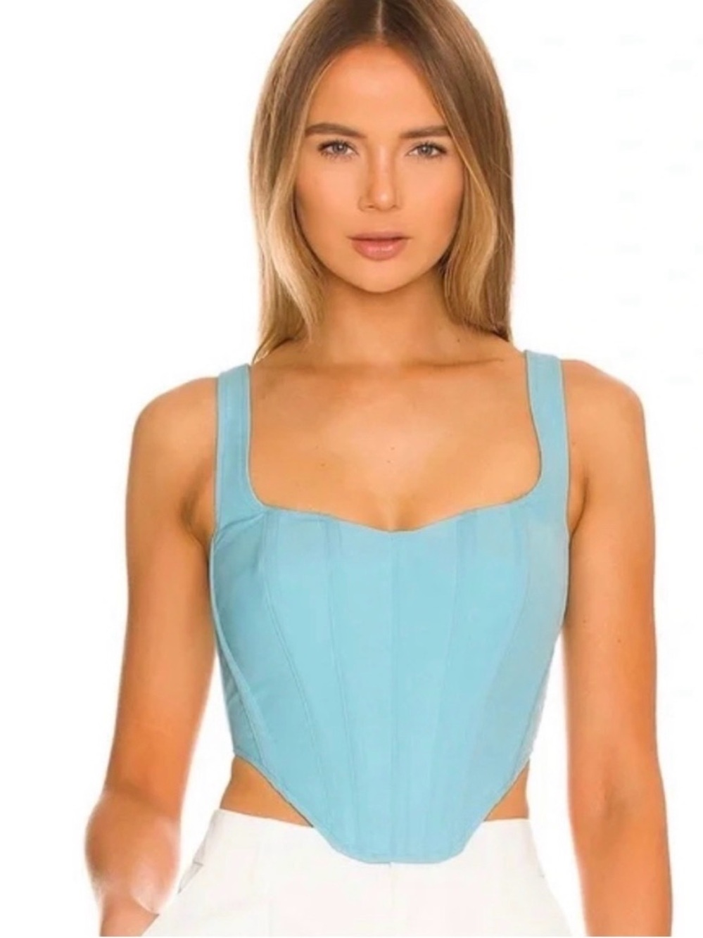 Bardot Aqua Corset-Style Crop Top